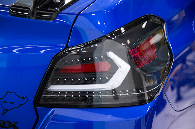 OLM Evolution Tail Lights (Clear Lens, Black Base, White Bar) - 2015-2021 WRX / STI