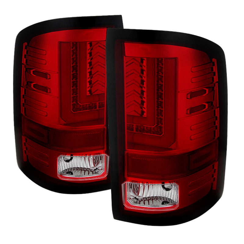 Spyder GMC Sierra 14-16 LED Tail Lights Red Clear ALT-YD-GS14-LBLED-RC 5080677