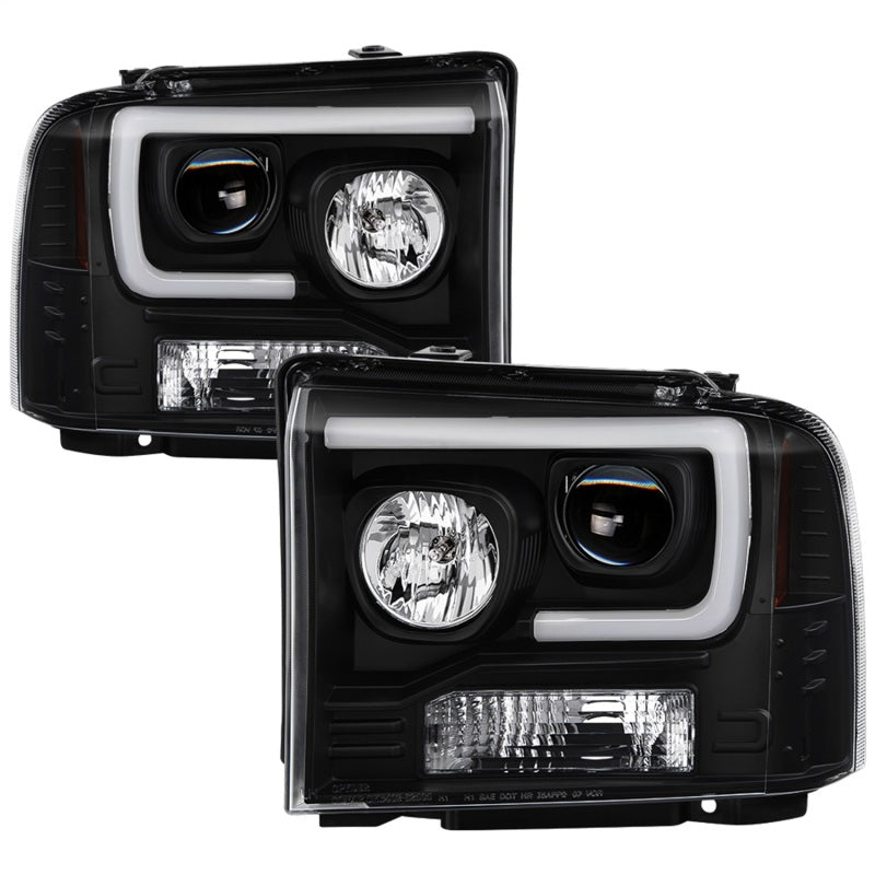 Spyder Ford F250/350/450 05-07 Projector Headlights - Light Bar DRL LED - Black PRO-YD-FS05V2-LB-BK 5084507