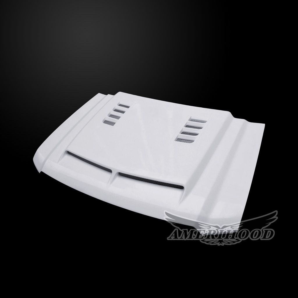 AmeriHood - GMC Sierra 3500HD 2015-2019 Type-E Style Functional Heat Extractor Ram Air Hood